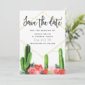Moderne Cactus, Succulent en Floral Save the Date (Staand voorkant)