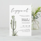 Moderne cactus Succulent Verloving Invitation Kaart (Staand voorkant)