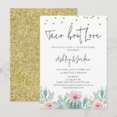 Moderne Cactus Taco 'bout Love Koppels Bruisfeest Kaart (Voorkant / Achterkant)