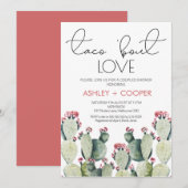 Moderne Cactus Taco's over Love Couples Shower Kaart (Voorkant / Achterkant)