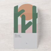 Moderne Cactus Zon Organisch Script Trouwen All In One Uitnodiging (Buitenkant)