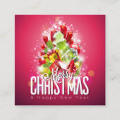 Moderne Cadeaus en bomen met kerstwand - feestelij Vierkante Visitekaartje (Voorkant)