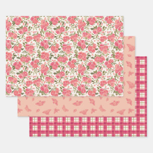 Moderne cadeauverpakkingsset voor rozentuin inpakpapier vel