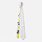 Moderne Cadmium Yellow and Black Polka Dot Stropdas (Achterkant)