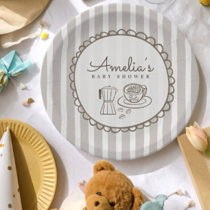 Moderne Café Bebe Strepen Baby Shower Papieren Bordje