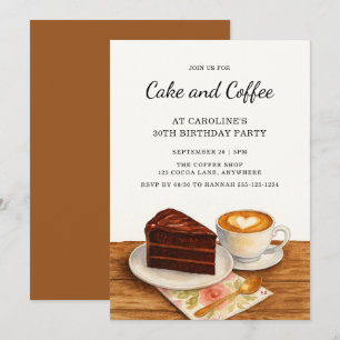 Moderne cake & koffie 30ste verjaardagsfeestje voo kaart