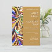 Moderne caleidoscopische bruiloft uitnodiging (Staand voorkant)