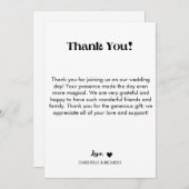 Moderne caligraphy script bruiloft bedankt je kaar aankondiging (Voorkant / Achterkant)