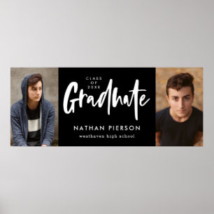Moderne Calligrafie Black Two Photo Afstuderen Poster
