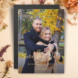 Moderne Calligrafie-foto slaat de datum op Magnetische Uitnodiging