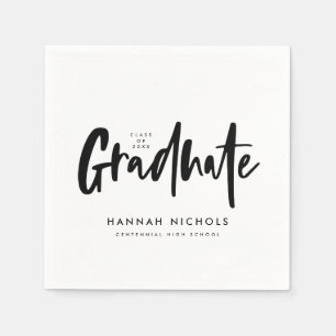 Moderne Calligrafie Graduation Party Black White Servet