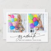 Moderne Calligrafie inkt Script 2 Foto Afstuderen Aankondiging (Voorkant)
