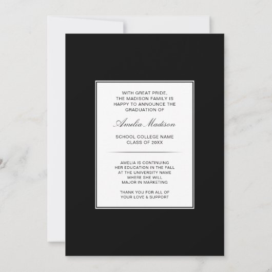 Moderne Calligrafie inkt Script 3 Foto Afstuderen Aankondiging (Achterkant)