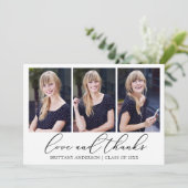 Moderne Calligrafie inkt Script 3 Foto Afstuderen Bedankkaart (Staand voorkant)