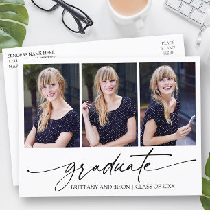 Moderne Calligrafie inkt Script 3 Foto Afstuderen Briefkaart