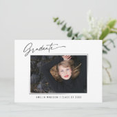 Moderne Calligrafie inkt Script 4 Foto Afstudeerde Aankondiging (Staand voorkant)