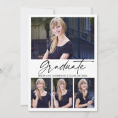 Moderne Calligrafie inkt Script 4 Foto Afstuderen Aankondiging (Voorkant)