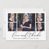 Moderne Calligrafie inkt Script 5 Foto Afstuderen Bedankkaart (Voorkant)