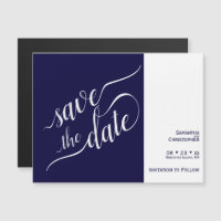 Moderne Calligrafie Navy Blue Wedding Save the Dat