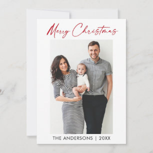 Moderne Calligrafie Rood inkt script Kerstmis Feestdagenkaart