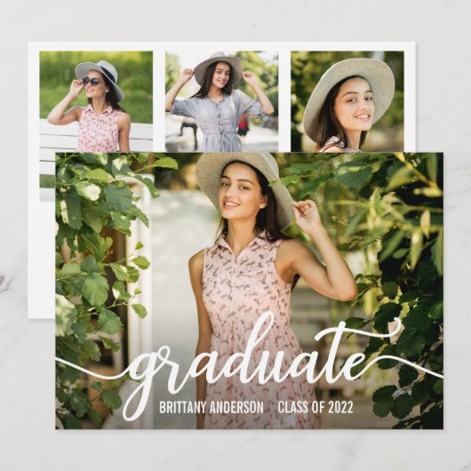 Moderne Calligrafie Script 4 Fotogradatie Partij Kaart (Voorkant / Achterkant)