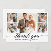 Moderne Calligrafie Script 5 Fotohuwelijk Bedankkaart (Voorkant / Achterkant)