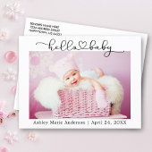 Moderne Calligrafie Script Hart Hallo Baby Briefkaart