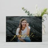 Moderne Calligrafie Script Twee Foto Afstuderen Folie Uitnodiging (Staand Voorkant)