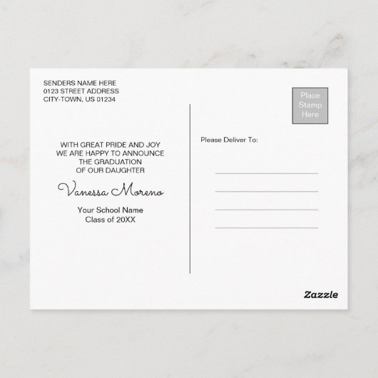 Moderne Calligrafie Script White 3 Photo Afstudere Briefkaart (Achterkant)
