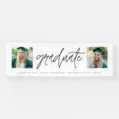 Moderne Calligrafie Twee Foto Afstuderen Spandoek (Horizontaal)