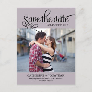 Moderne Calligrafie Wedding Save the Date - Plum Aankondigingskaart