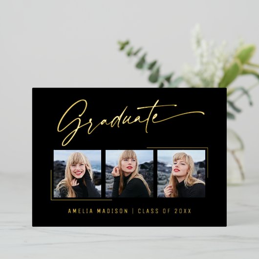 Moderne Calligraphie Gold Ink Script Grad Carte ph (Debout devant)