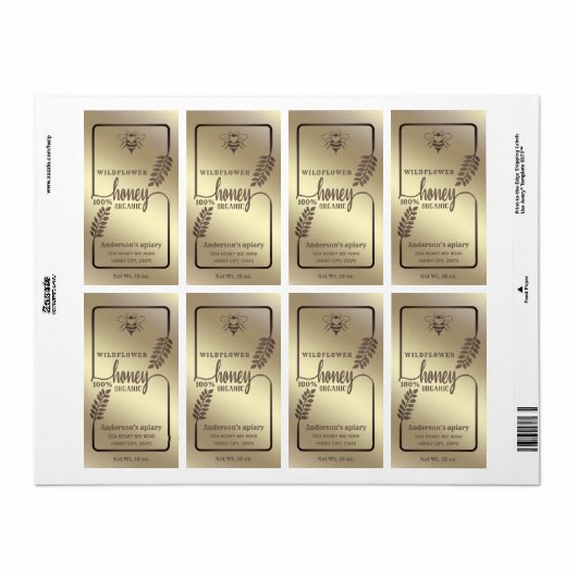 Moderne Calligraphie miel Étiquette (Feuille entière)