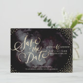 Moderne calligraphie noir or save the date (Debout devant)