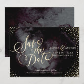 Moderne calligraphie noir or save the date (Devant / Derrière)