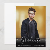 Moderne Calligraphie Script Grad Photo Faire-part (Devant / Derrière)