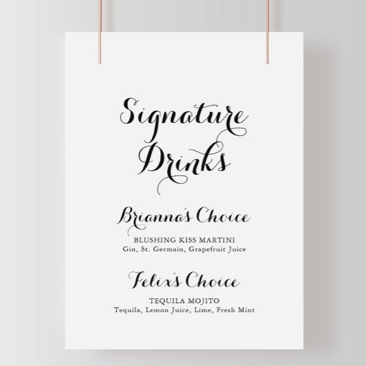 Moderne Calligraphy Handtekening Dranken Bord Poster
