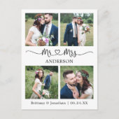 Moderne Calligraphy Hart 4 Foto Huwelijk Bedankt Briefkaart (Voorkant)