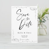 Moderne Calligraphy Platte Save The Date Kaart (Staand voorkant)