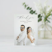 Moderne Calligraphy Script Bruidsfoto Bedankt Briefkaart (Staand voorkant)