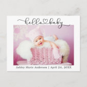 Moderne Calligraphy Script Hart Hello Baby Briefkaart (Voorkant)