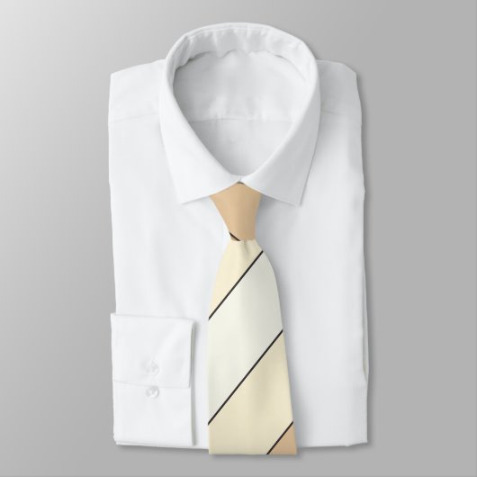 Moderne Camel Tan Beige Stripe Monogram Stropdas (Gebonden)