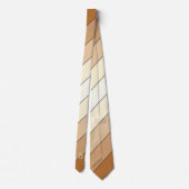 Moderne Camel Tan Beige Stripe Monogram Stropdas (Achterkant)