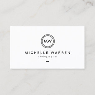 Moderne cameralens Initialen Logo B/W Fotograaf Visitekaartje