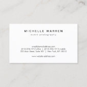 Moderne cameralens Initialen Logo B/W Fotograaf Visitekaartje (Achterkant)