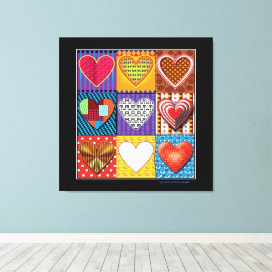 Moderne canvas multi gekleurde harten (Insitu (Houten vloer))