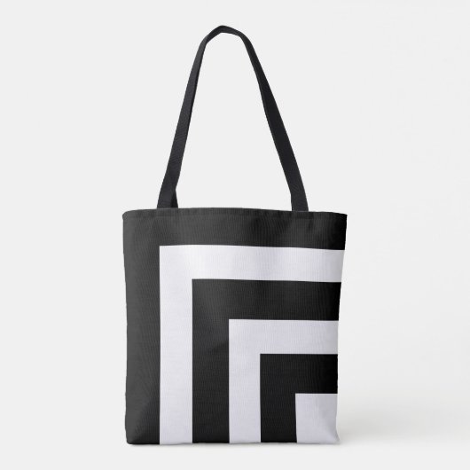 Moderne Canvas tas met zwarte en witte streping (Achterkant)
