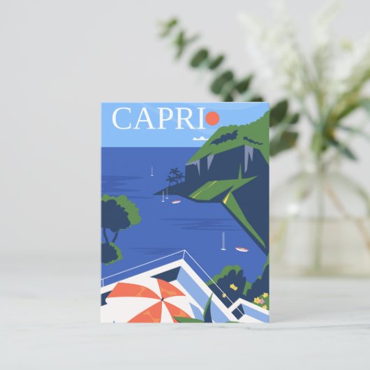 Moderne Capri Reisposter Briefkaart (Staand voorkant)