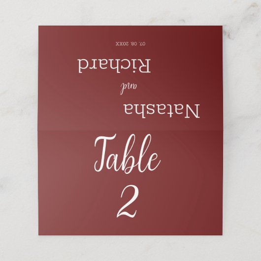 Moderne carnet rode tafelnummer bruiloft (Buitenkant ongevouwen)