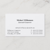 Moderne Carpenter Red 2-zijdige Visitekaartjes (Achterkant)